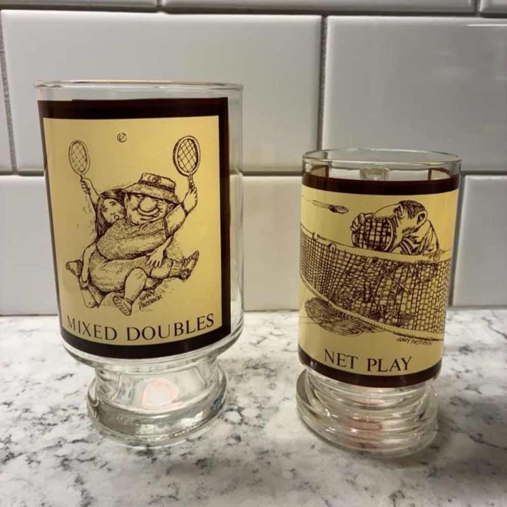 Vintage Gary‎ Patterson Arby's 1982 Tennis Glasses Set of 2 Retro Collectible